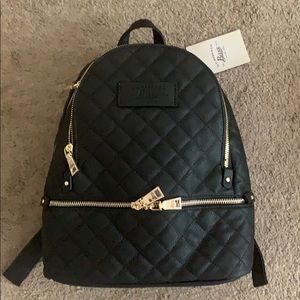 Black quilted Backpack purse